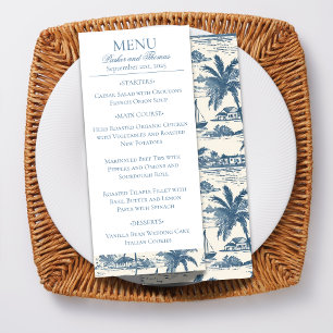 Blue Coastal Hand getrokken bruiloft menu