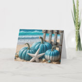 Blue Coastal Herfst Pompoenen voor Verjaardag Kaart (Voorkant)