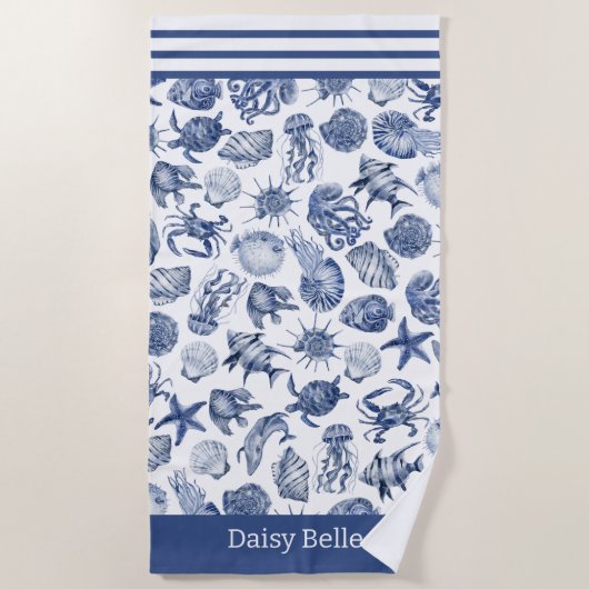 Blue Coastal Living Home Decor Strandlaken (Voorkant)