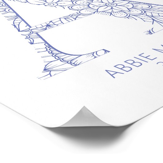 Blue Coastal Mandala Letter Een muurkunst voor kin Poster (Hoek)