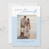 Blue Coastal Merry Moments Family Photo Christmas Feestdagenkaart (Voorkant)