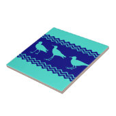 Blue Coastal Sandpiper Bird Stripes Tegeltje (Zijkant)