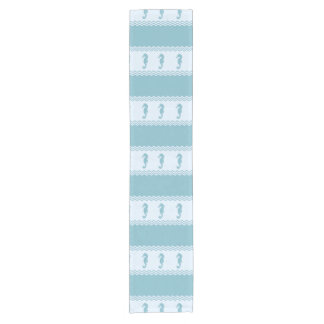 Blue Coastal Seahorses Stripes Korte Tafelloper