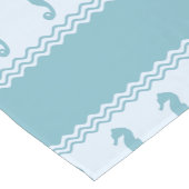 Blue Coastal Seahorses Stripes Korte Tafelloper (Hoek)