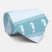 Blue Coastal Seahorses Stripes Stropdas (Opgerold)