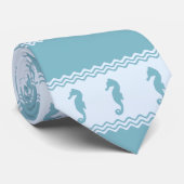 Blue Coastal Seahorses Stripes Stropdas (Opgerold)