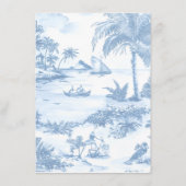 Blue Coastal Toile Trouwdiner Receptie Menu (Achterkant)