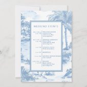 Blue Coastal Toile Trouwprogramma Welkomstkaart Kaart (Achterkant)