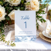 Blue Coastal Toile Trouwtafel nummer Kaart