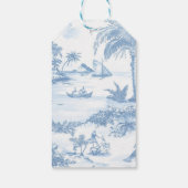 Blue Coastal Toile Wedding Bedankt kaart Cadeaulabel (Achterkant)