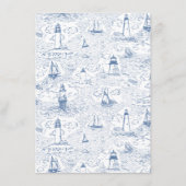 Blue Coastal Toile Wedding Details Informatiekaartje (Achterkant)