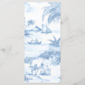 Blue Coastal Toile Wedding Flat Menu (Achterkant)