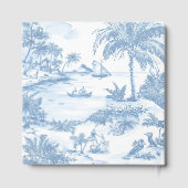 Blue Coastal Toile Wedding Gold Foil Luxe Gastenboek (Achterkant)