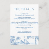 Blue Coastal Toile Wedding informatie detailkaart Informatiekaartje (Voorkant)