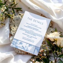 Blue Coastal Toile Wedding informatie detailkaart Informatiekaartje