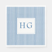 Blue Coastal Toile Wedding Monogram Servet (Voorkant)