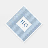 Blue Coastal Toile Wedding Monogram Servet (Hoek)