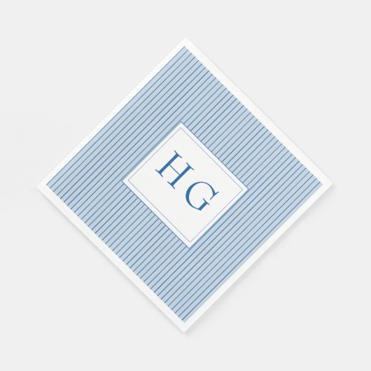 Blue Coastal Toile Wedding Monogram Servet (Hoek)