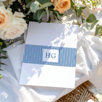 Blue Coastal Toile Wedding Monogram