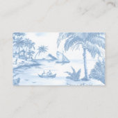 Blue Coastal Toile Wedding Place Cards Informatiekaartje (Achterkant)
