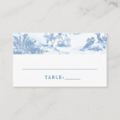 Blue Coastal Toile Wedding Place Cards Informatiekaartje (Voorkant)