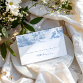 Blue Coastal Toile Wedding Place Cards Informatiekaartje