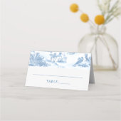 Blue Coastal Toile Wedding Place Cards Plaatskaartje (Voorkant)