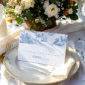 Blue Coastal Toile Wedding Place Cards Plaatskaartje