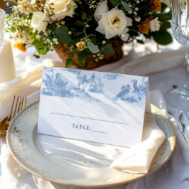 Blue Coastal Toile Wedding Place Cards Plaatskaartje