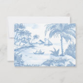 Blue Coastal Toile Wedding RSVP antwoordkaart (Achterkant)