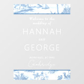 Blue Coastal Toile Wedding Welkomstbordspiegel Raamsticker (Vel)