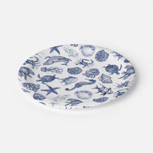 Blue Coastal Trouwpapier Bord (Gekanteld)