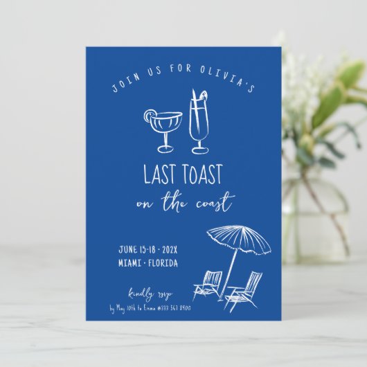 Blue Coastal vrijgezellenkippen weekend Kaart (Staand voorkant)