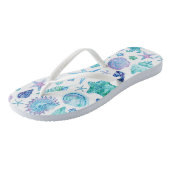 Blue Coastal Waterverf Zee shell en zeesterren Teenslippers (Schuin)