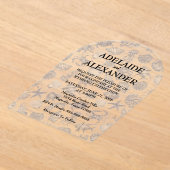 Blue Coastal Wedding Acryl Uitnodigingen (Laagn)