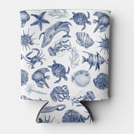 Blue Coastal Wedding Blikjeskoeler (Voorkant)