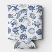 Blue Coastal Wedding Blikjeskoeler (Achterkant)