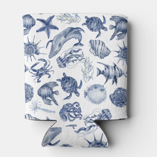 Blue Coastal Wedding Blikjeskoeler (Achterkant)