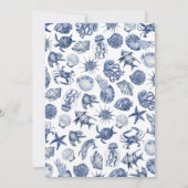 Blue Coastal Wedding Invitation Kaart (Achterkant)