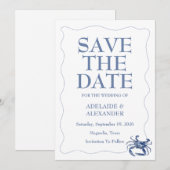 Blue Coastal Wedding Invitation Kaart (Voorkant / Achterkant)