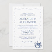 Blue Coastal Wedding Invitation Kaart (Voorkant)
