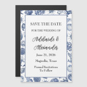 Blue Coastal Wedding Magnetische Uitnodiging (Voorkant / Achterkant)