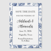 Blue Coastal Wedding Magnetische Uitnodiging (Voorkant)
