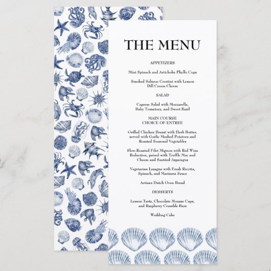 Blue Coastal Wedding Menu (Voorkant / Achterkant)