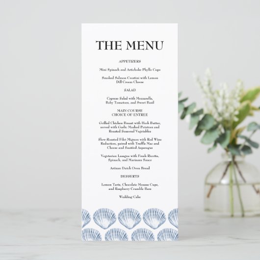 Blue Coastal Wedding Menu (Staand voorkant)