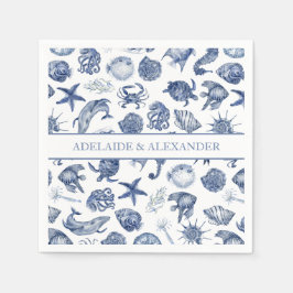 Blue Coastal Wedding Paper Napkin Servet
