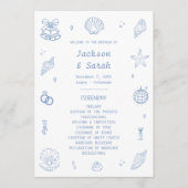 Blue Coastal Wedding Programma Programmakaart (Voorkant)