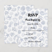 Blue Coastal Wedding Response Kaart (Voorkant / Achterkant)