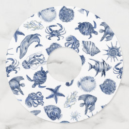 Blue Coastal Wedding Wijnglaslabel