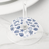 Blue Coastal Wedding Wijnglaslabel (Dichtbij)